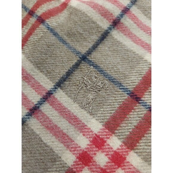 Vintage Burberrys of London 100% Wool Fringe Equestrian Knight Scarf Authentic - Picture 10 of 12